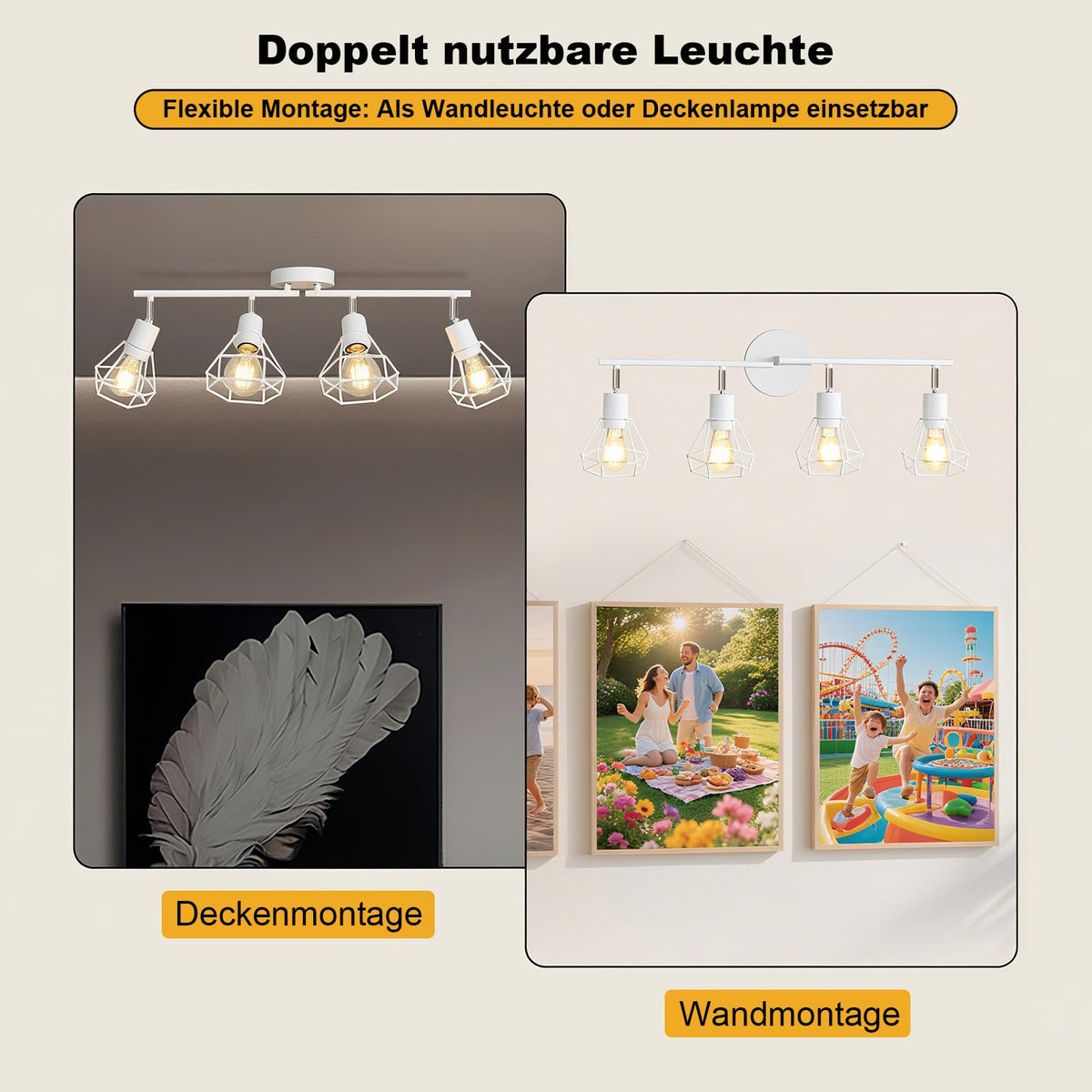 HiBay Diamant Weiß 4 Flammig – Bild 5 #Weiß Matt #4 Flammig