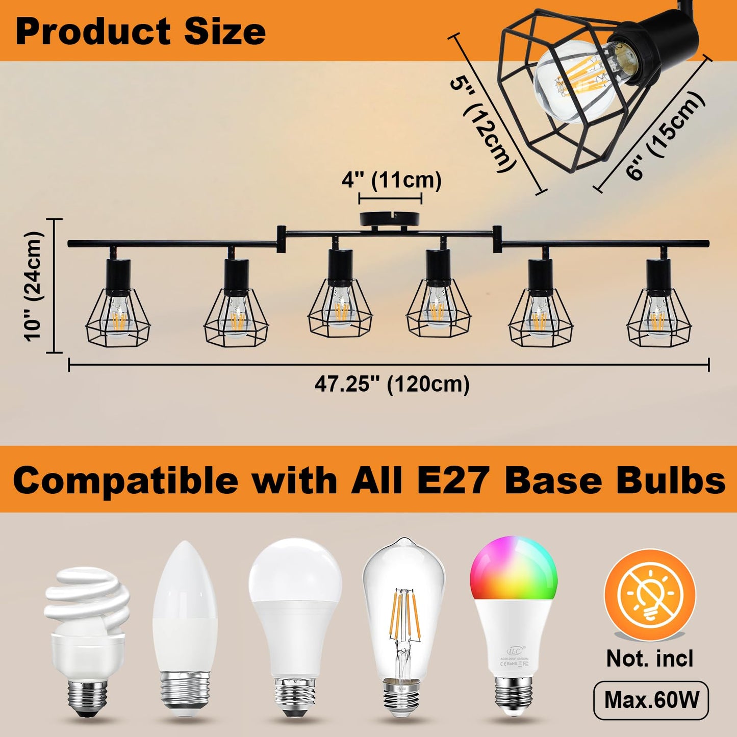 HiBay Diamant Schwarz 6 Flammig – Bild 3 #6 Flammig