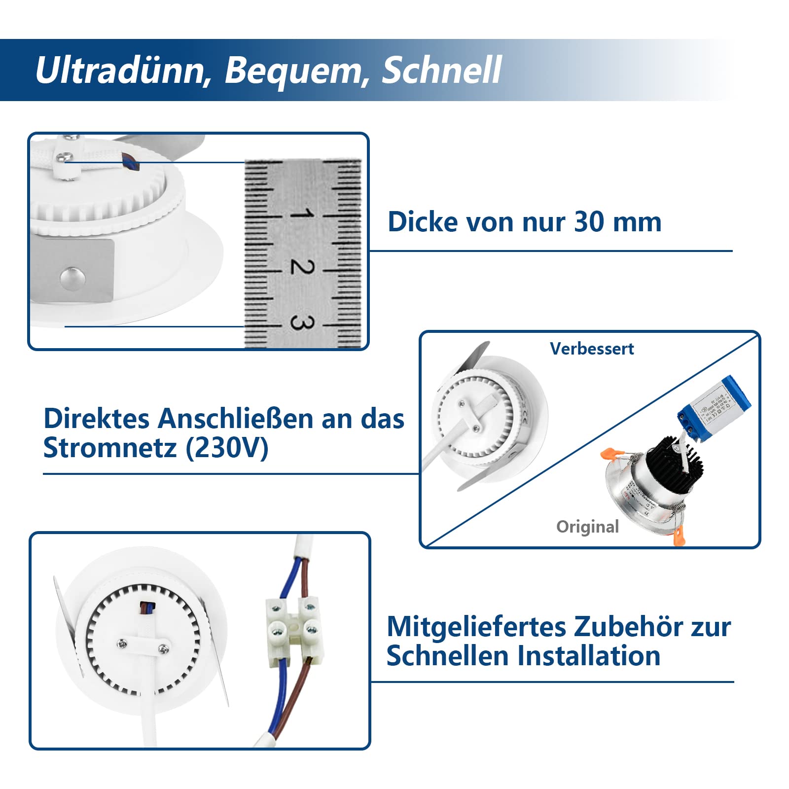 HiBay LED Einbaustrahler 7W IP44 Ultra Flach – Bild 14 #Weiß