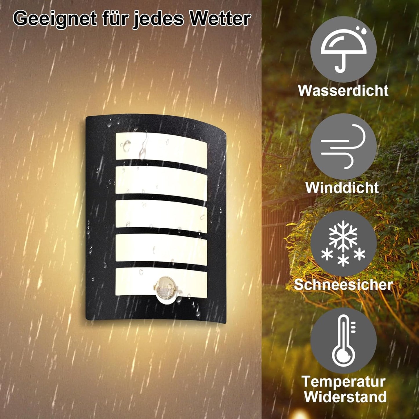 Kaihui Außenwandleuchte mit Be – Bild 3 #Schwarz Matt