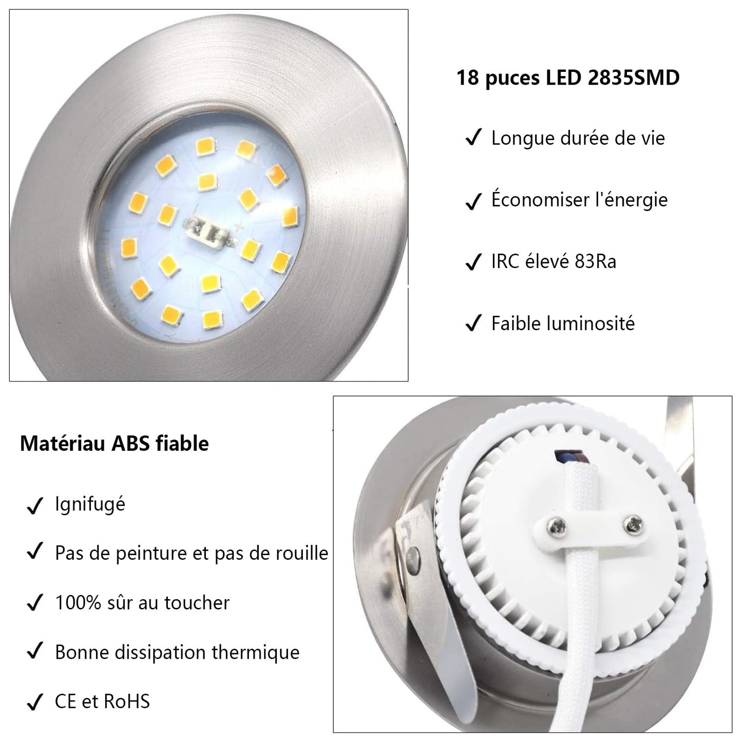 HiBay LED Einbaustrahler 5W IP44 Ultra Flach – Bild 7 #Nickel Gebürstet