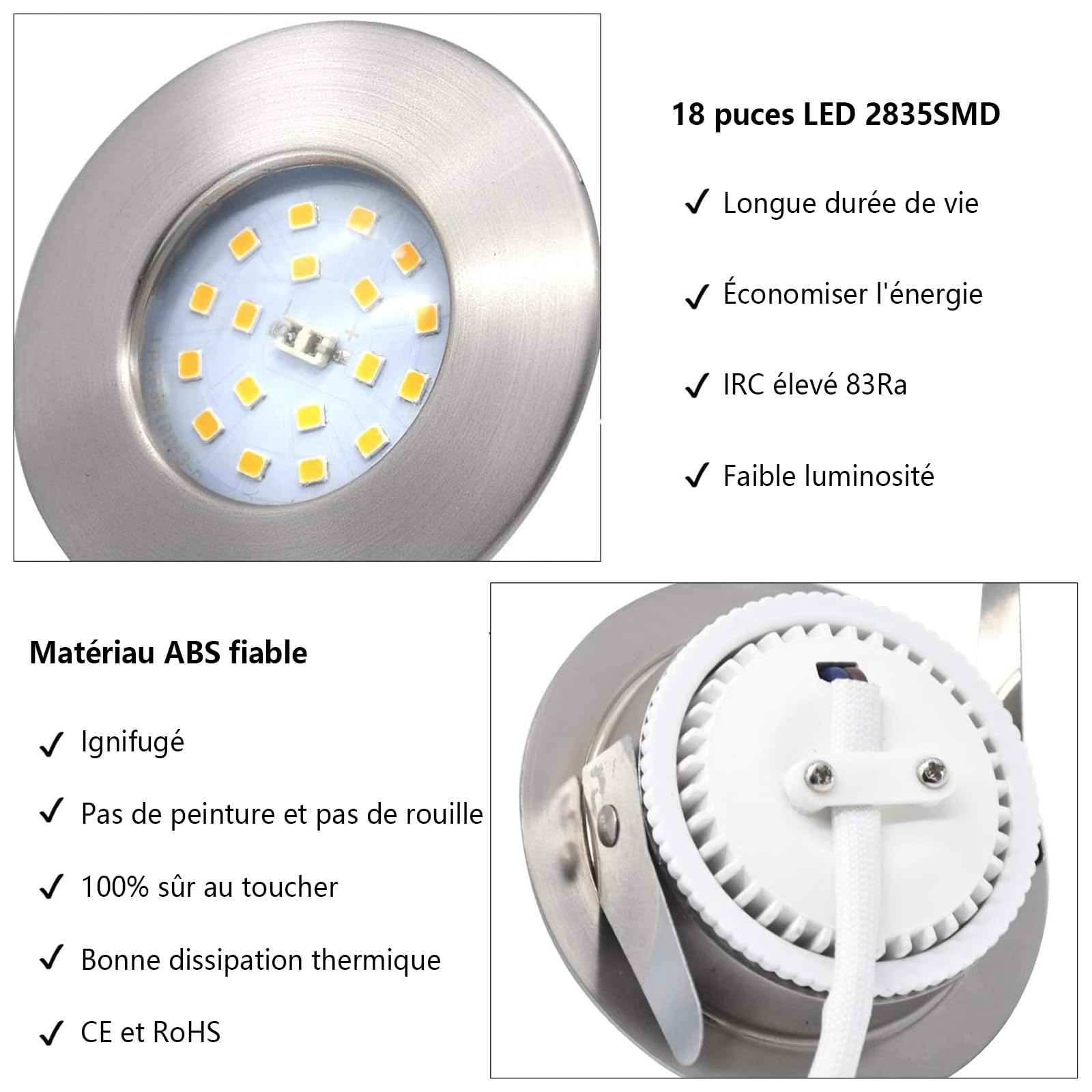 HiBay LED Einbaustrahler 5W IP44 Ultra Flach – Bild 7 #Nickel Gebürstet
