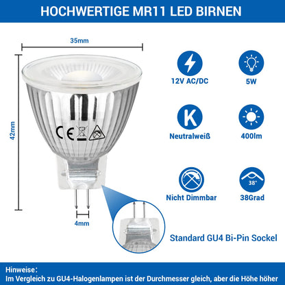 Allesgute MR11 LED 5W GU4 – Bild 2 #Neutralweiß 4500K