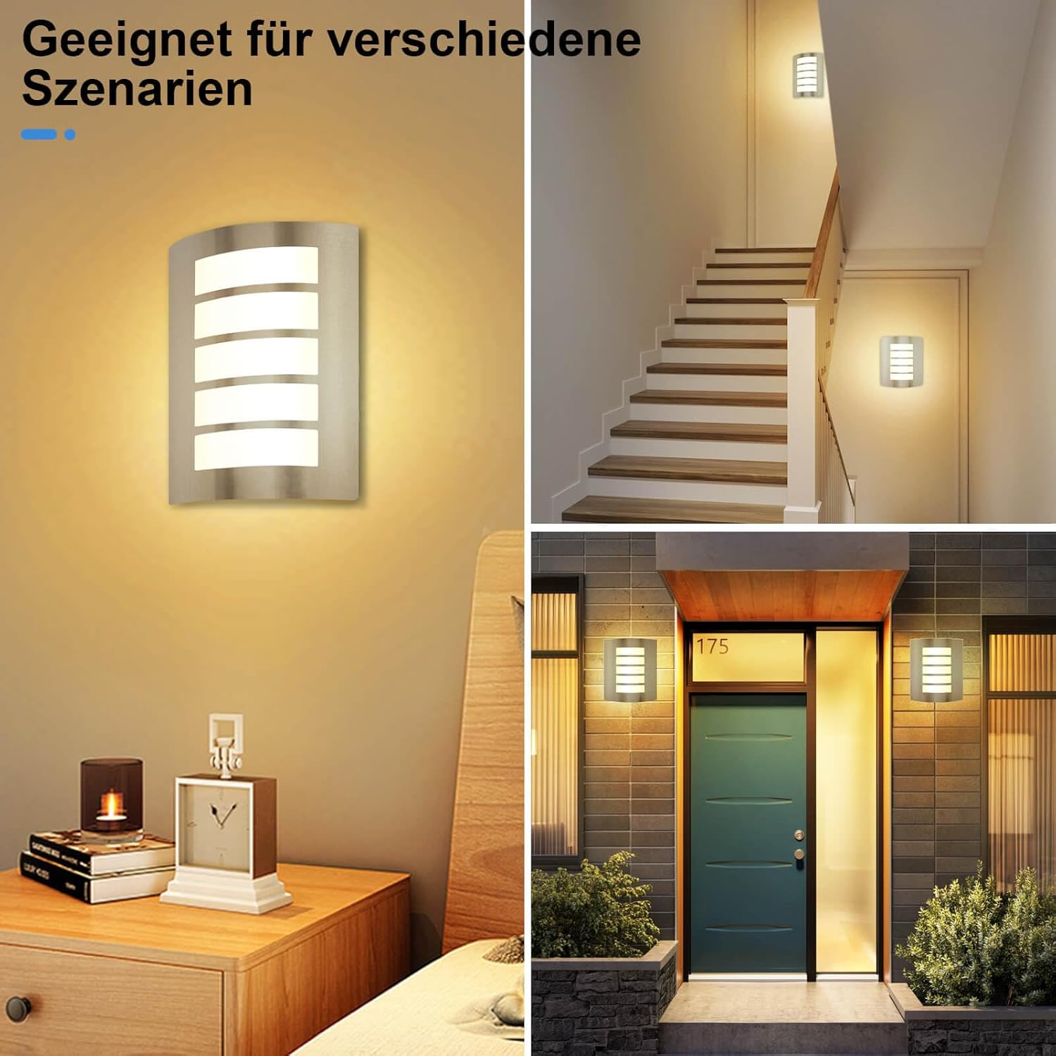 Kaihui Außenwandleuchte E27 IP – Bild 7 #Edelstahl Gebürstet