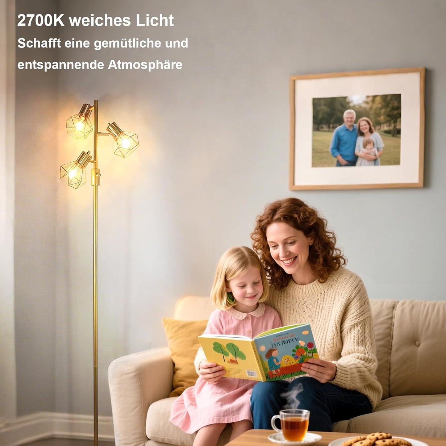 HiBay LED Stehlampe 3 Flammig Dimmbar Gold Luxus #Gold