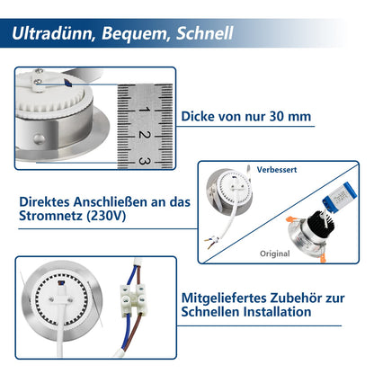 HiBay LED Einbaustrahler 7W IP44 Ultra Flach – Bild 3 #Nickel Gebürstet