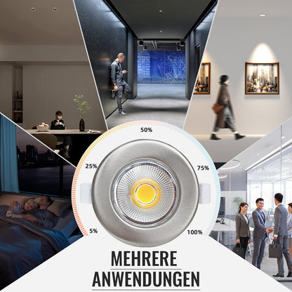 Wondlumi 6er LED Einbaustrahler 7W COB Nickel Gebürstet – Bild 7 #Dimmbar