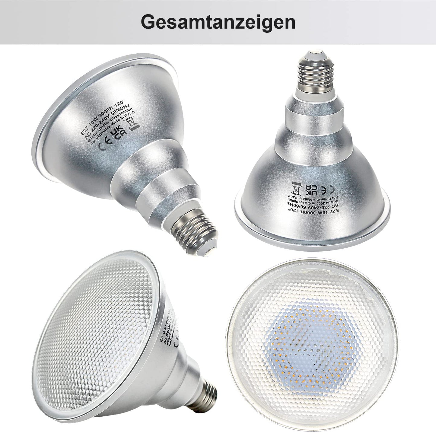 Unikcst PAR38 18W 4er Set – Bild 2