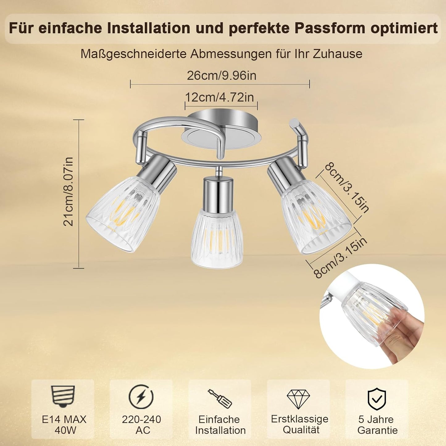 Unikcst Streifenglas Chrom 3 Flammig – Bild 5 #3 Flammig
