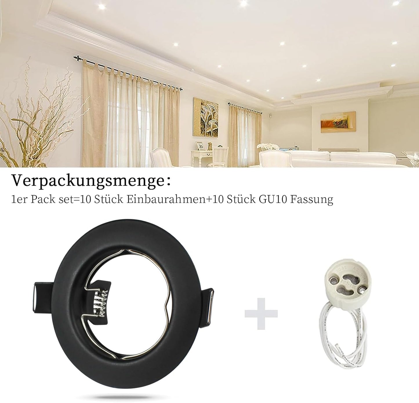 HiBay 10er Set GU10 Einbaurahmen 4 Farben – Bild 5 #Schwarz #10 Stück