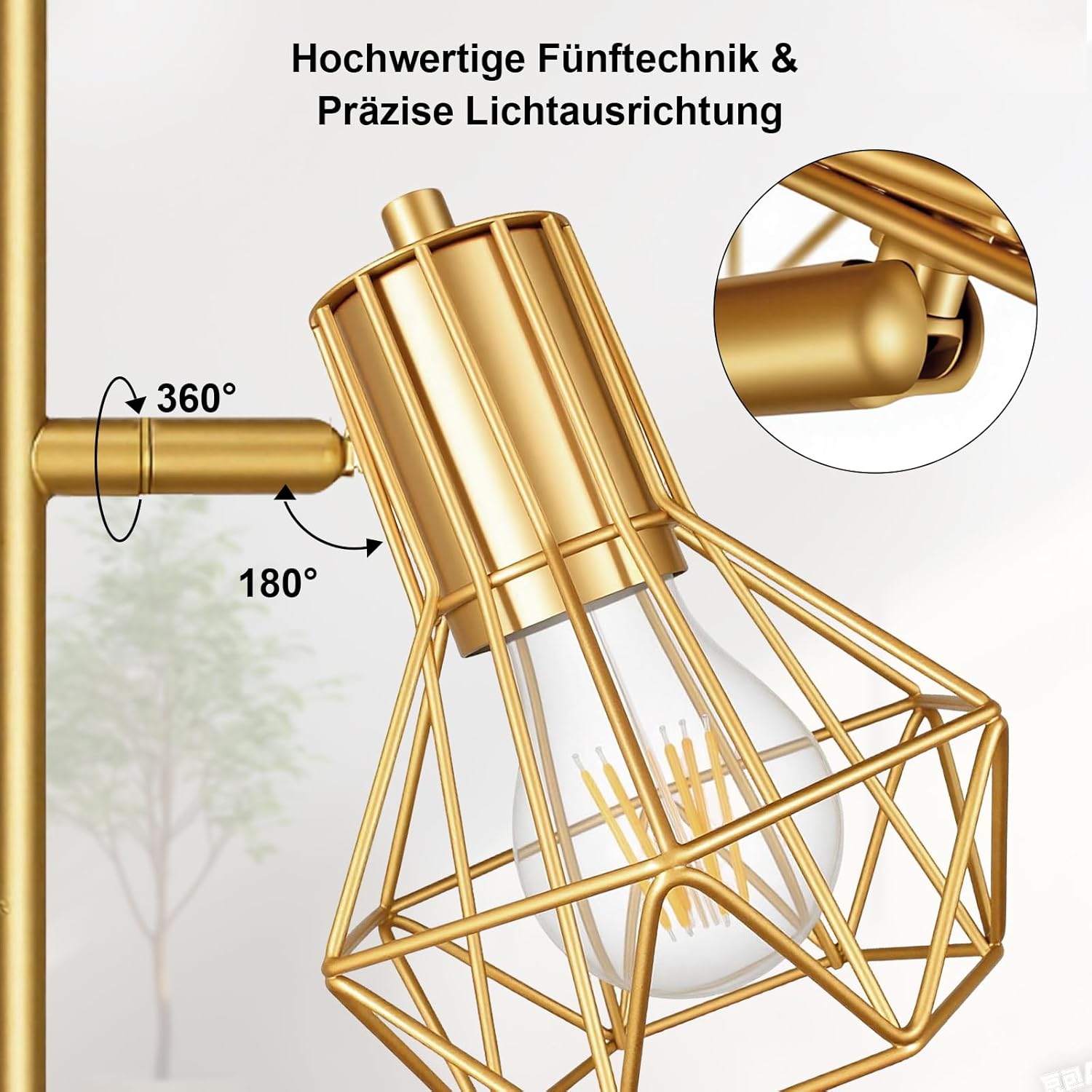 HiBay LED Stehlampe 3 Flammig Dimmbar Gold Luxus #Gold