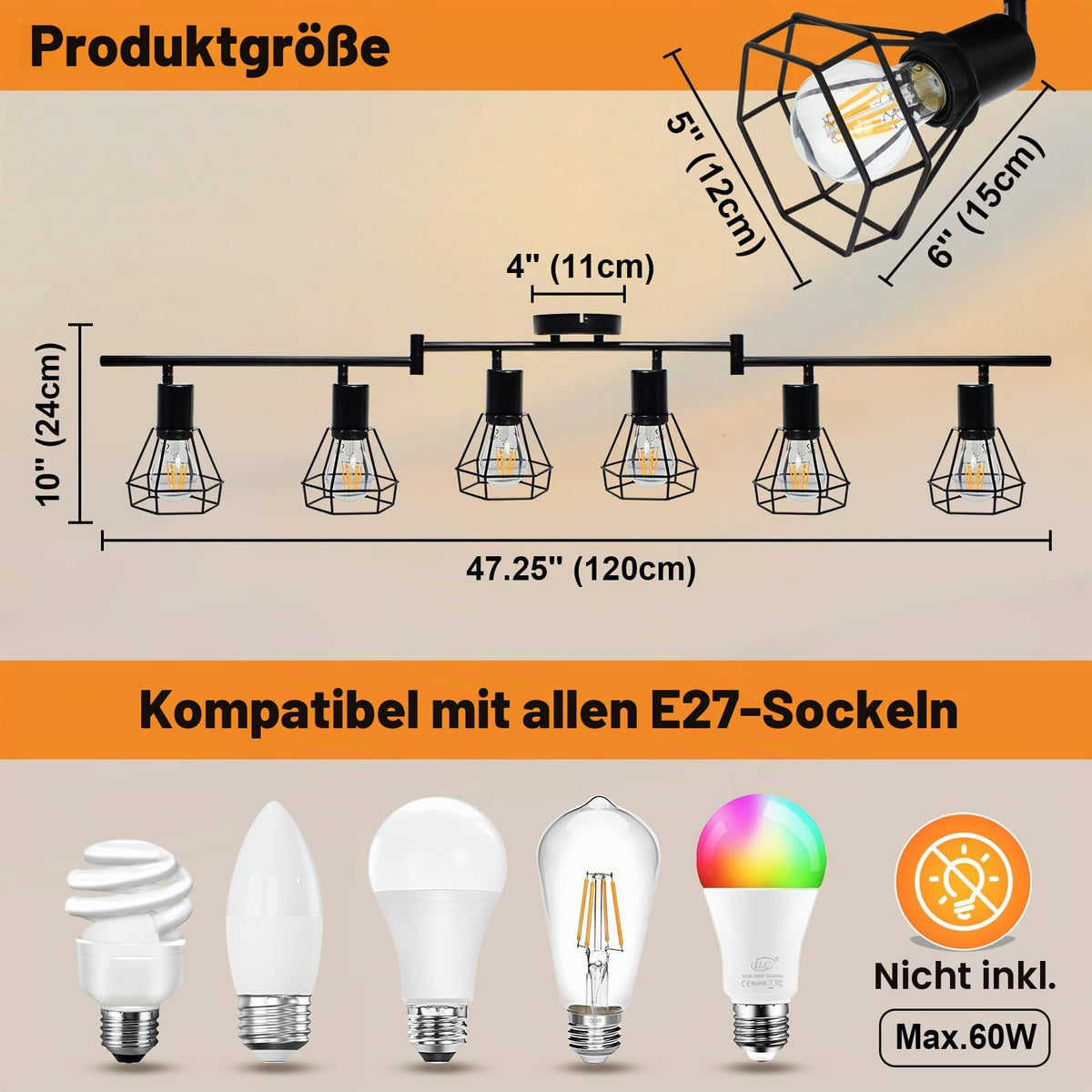 HiBay Diamant Schwarz 6 Flammig – Bild 4 #Schwarz Matt #6 Flammig