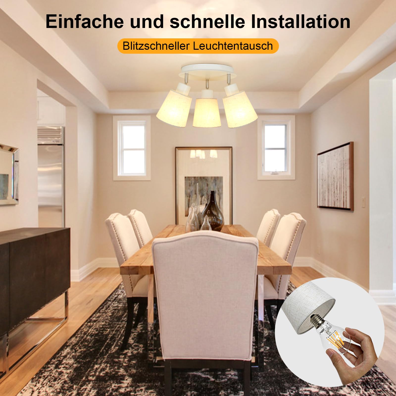 Unikcst Deckenstrahler Leinen 3 Flammig – Bild 4 #3 Flammig