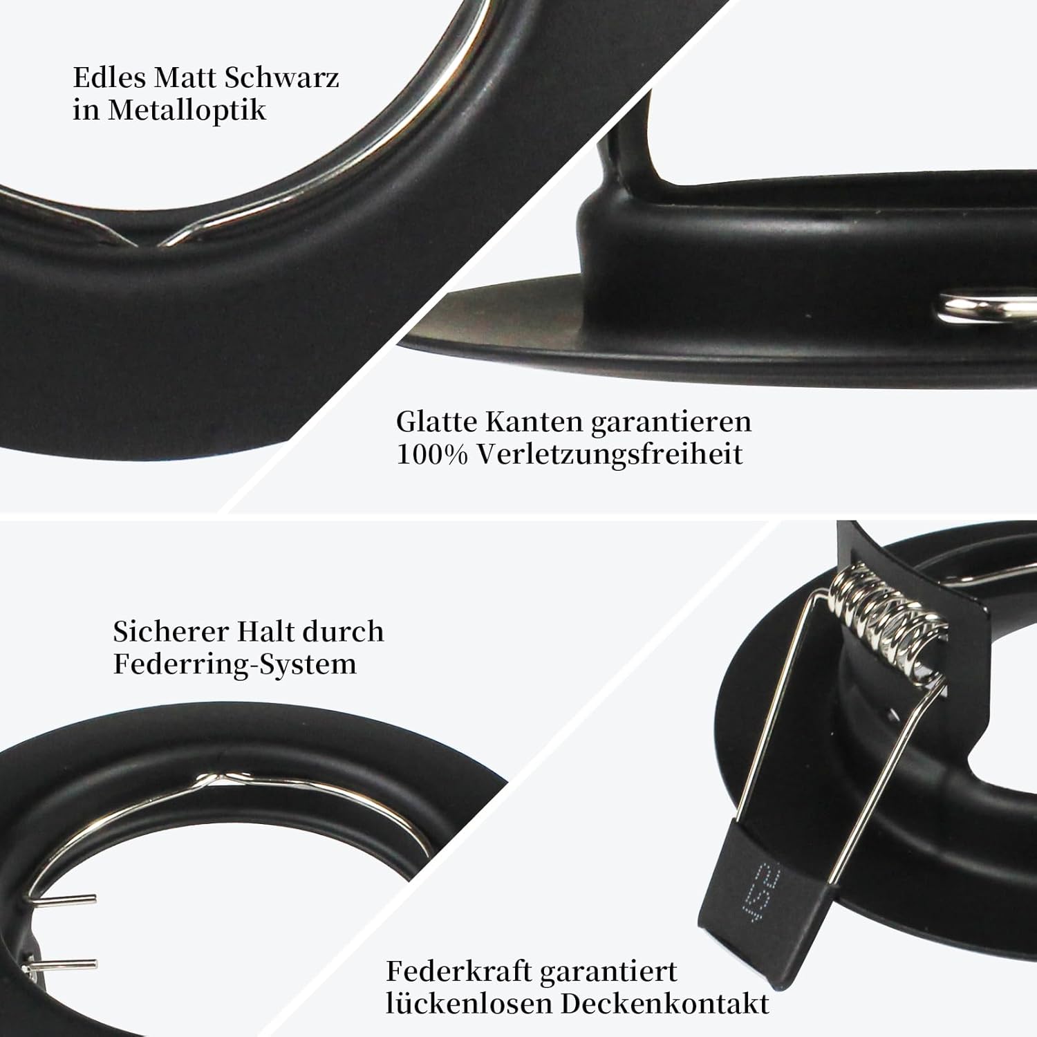 HiBay 10er Set GU10 Einbaurahmen 4 Farben – Bild 2 #Schwarz #10 Stück