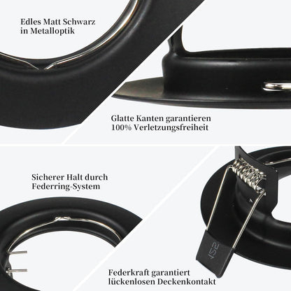 HiBay 10er Set GU10 Einbaurahmen 4 Farben – Bild 2 #Schwarz #10 Stück
