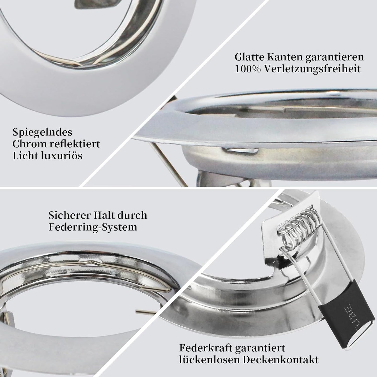 HiBay 10er Set GU10 Einbaurahmen 4 Farben – Bild 2 #Chrom #10 Stück