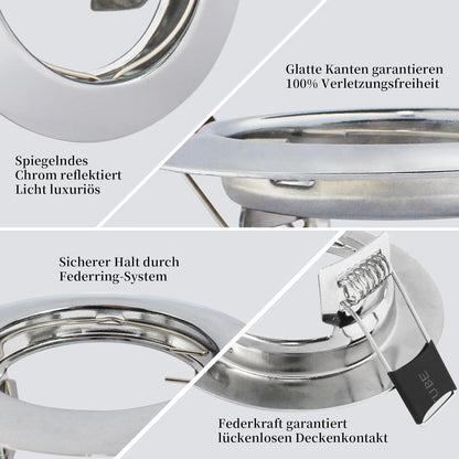 HiBay 10er Set GU10 Einbaurahmen 4 Farben – Bild 2 #Chrom #10 Stück