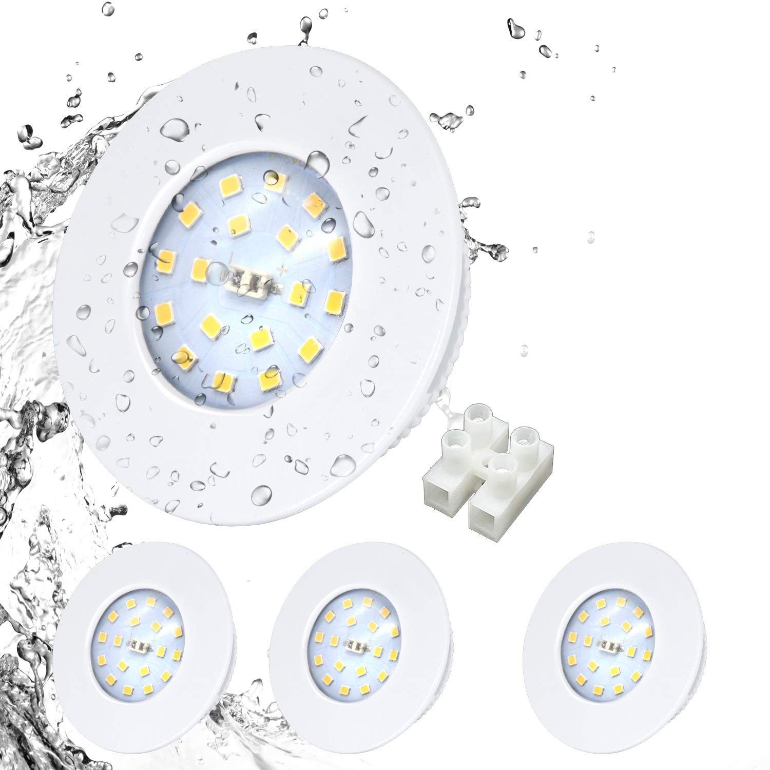 HiBay LED Einbaustrahler 5W IP44 Ultra Flach – Bild 15 #Weiß #Warmweiß 3000K #4er Set