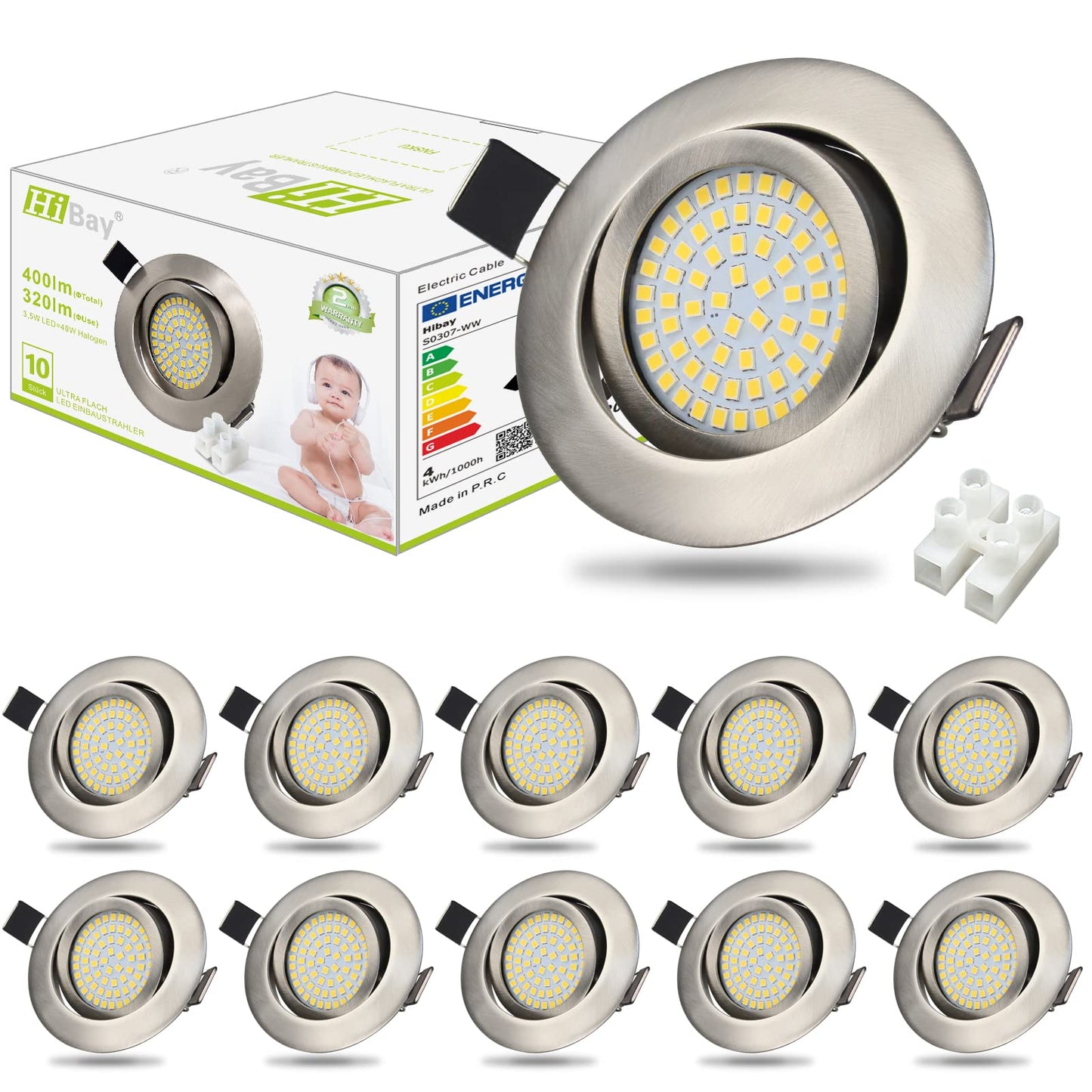 HiBay LED Einbaustrahler Ultra Flach 3,5W – Bild 11 #Neutralweiß 4500K #10er Set