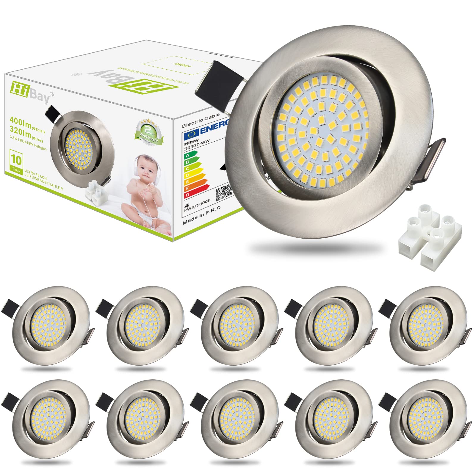 HiBay LED Einbaustrahler Ultra Flach 3,5W – Bild 11 #Neutralweiß 4500K #10er Set