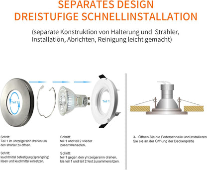 HiBay LED Einbaustrahler Set IP44 GU10 Bad 5W – Bild 6