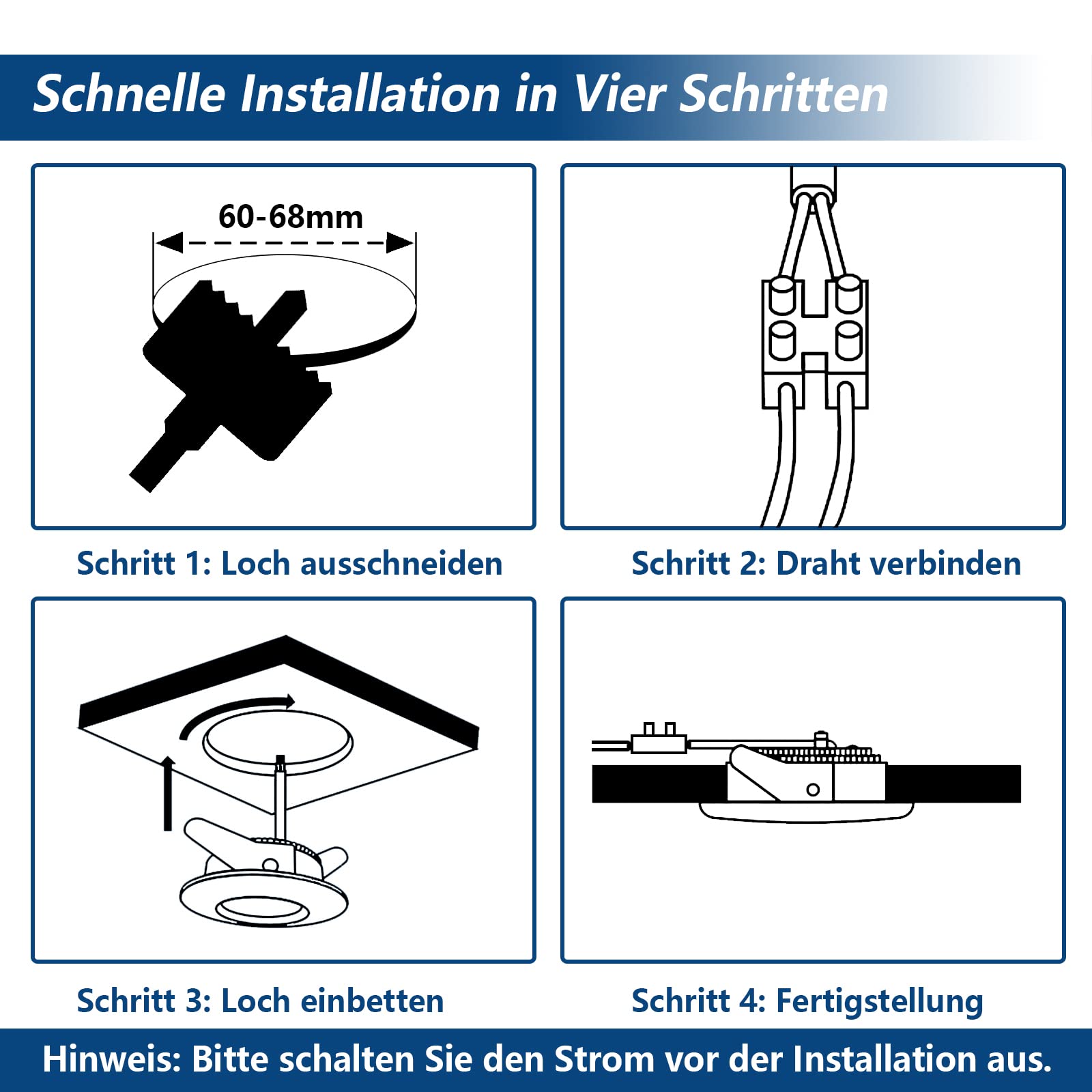 HiBay LED Einbaustrahler 7W IP44 Ultra Flach – Bild 16 #Weiß