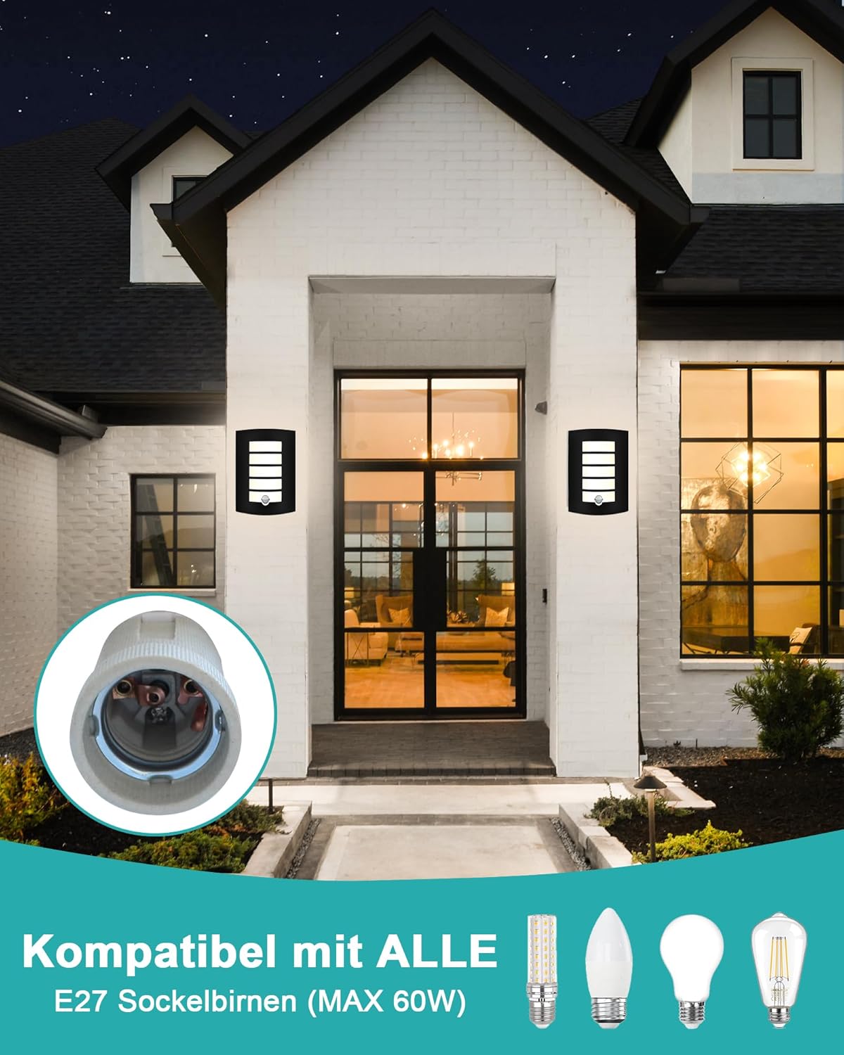 HiBay Außenwandleuchte mit Bew – Bild 5 #Schwarz Matt