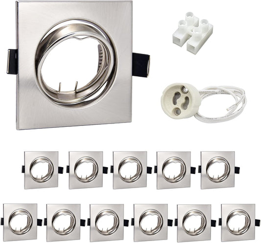 GU10 Einbaurahmen Eckig Edelstahl Gebürstet – Bild 1