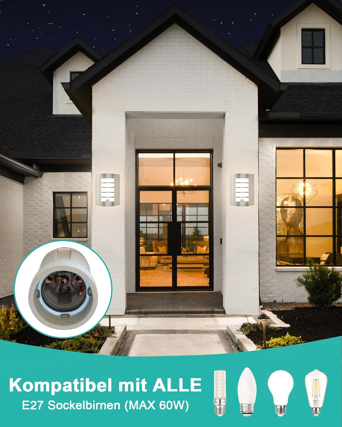 HiBay Außenwandleuchte mit Bew – Bild 5 #Edelstahl Gebürstet