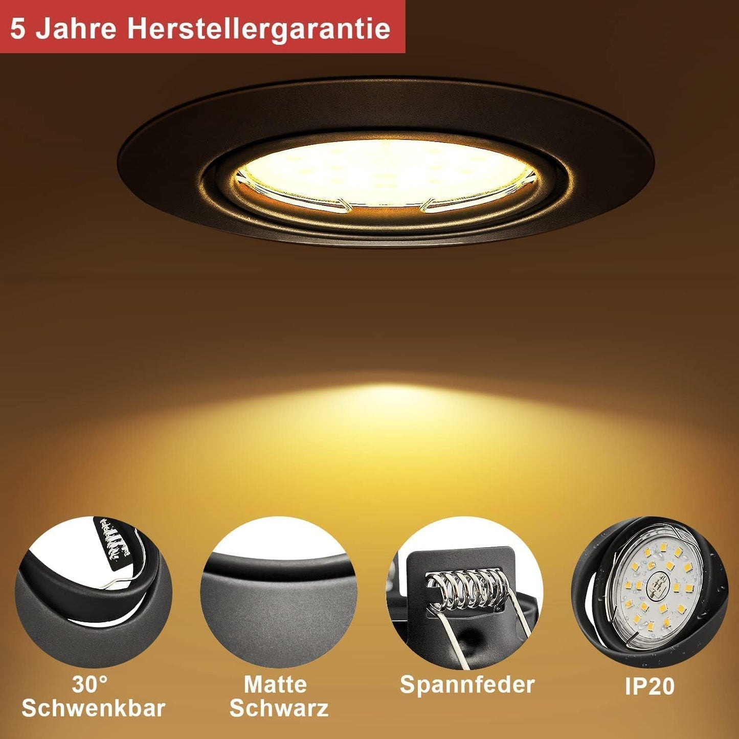 K4 GU10 LED Einbaurahmen Set – Bild 62 #Matt Schwarz