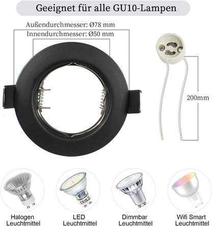 HiBay 10er Set GU10 Einbaurahmen 4 Farben – Bild 3 #Schwarz #10 Stück
