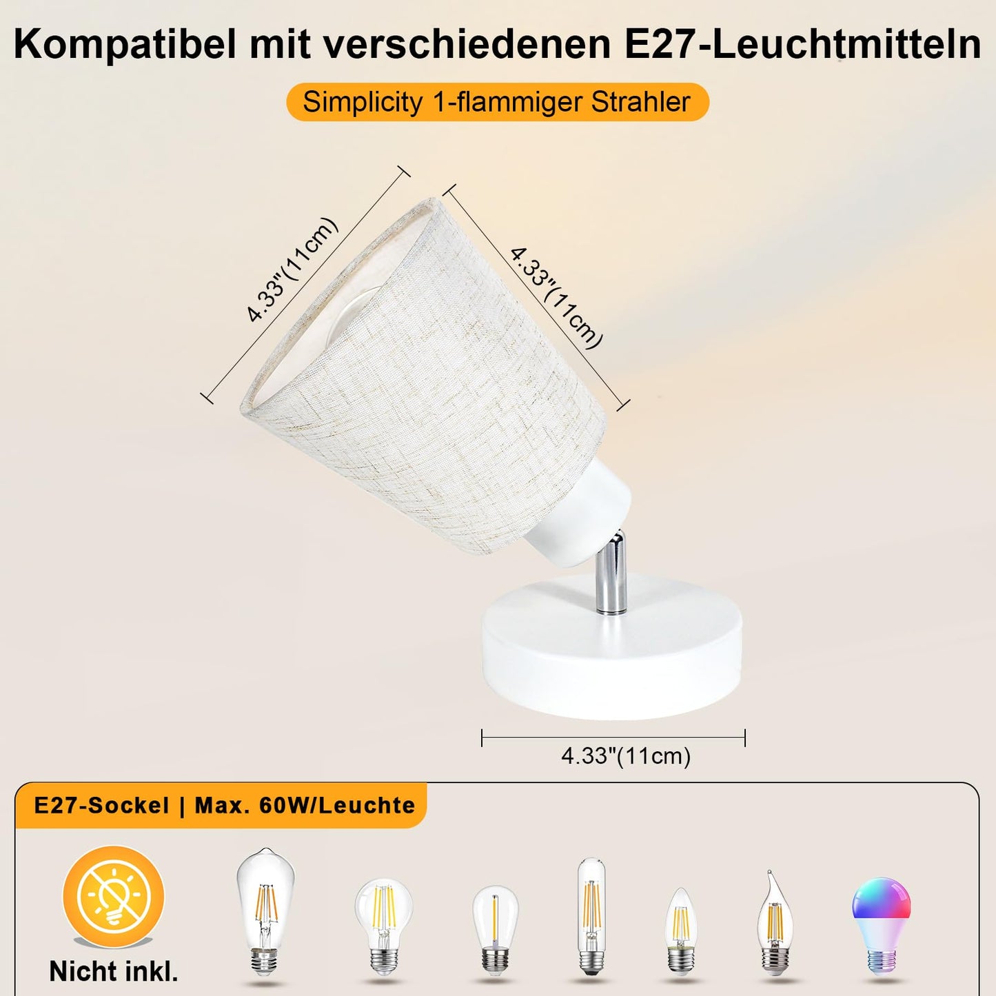 Unikcst Deckenstrahler Leinen 1 Flammig – Bild 5 #1 Flammig