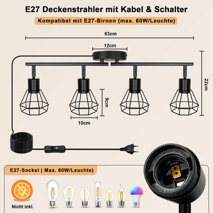 HiBay Stecker-Strahler 4 Flammig – Bild 2 #4 Flammig