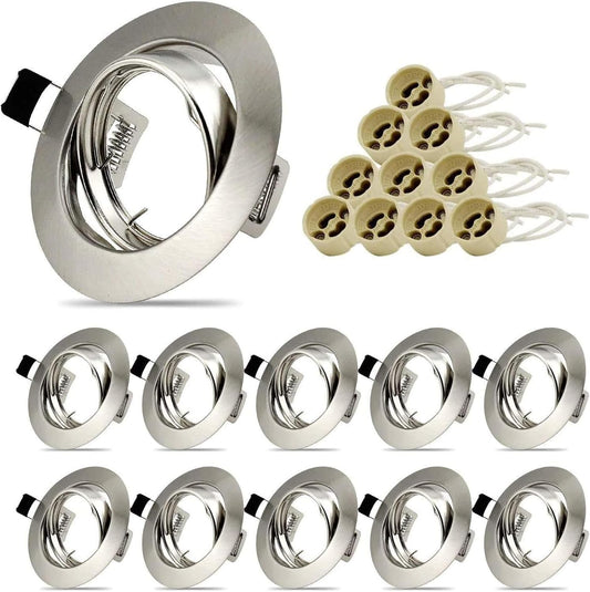 K4 GU10 LED Einbaurahmen Set – Bild 1 #Silber – gebürsteter Edelstahl #10 Stück