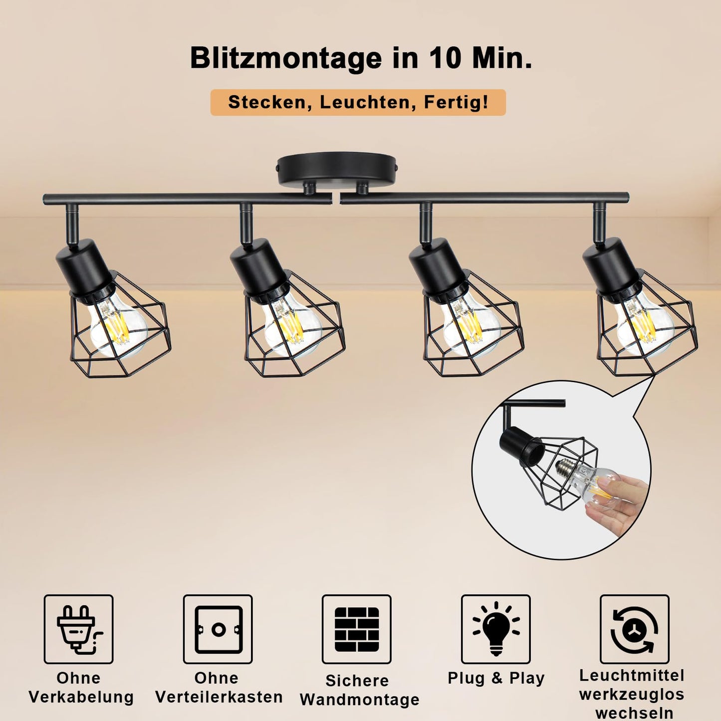 HiBay Stecker-Strahler 4 Flammig – Bild 5 #4 Flammig