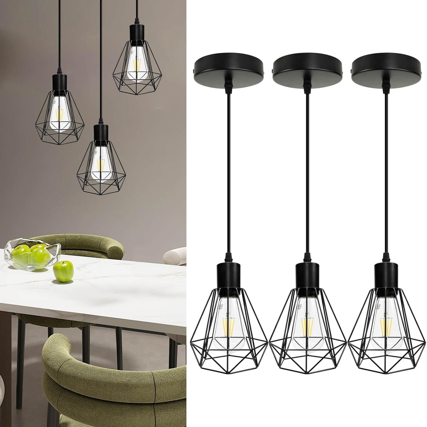 HiBay Pendelleuchte Diamant 3er Set – Bild 1 #3er Set