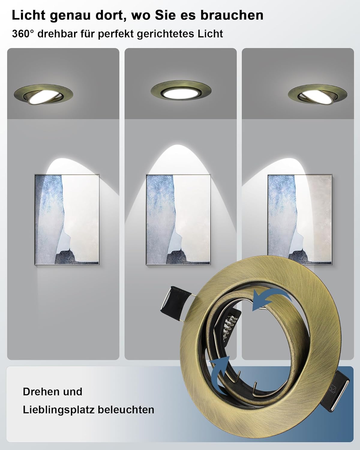K4 GU10 LED Einbaurahmen Set – Bild 19 #Gold – Antik-Messing