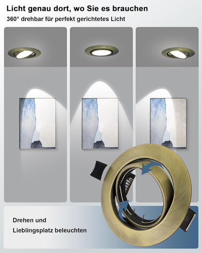 K4 GU10 LED Einbaurahmen Set – Bild 19 #Gold – Antik-Messing