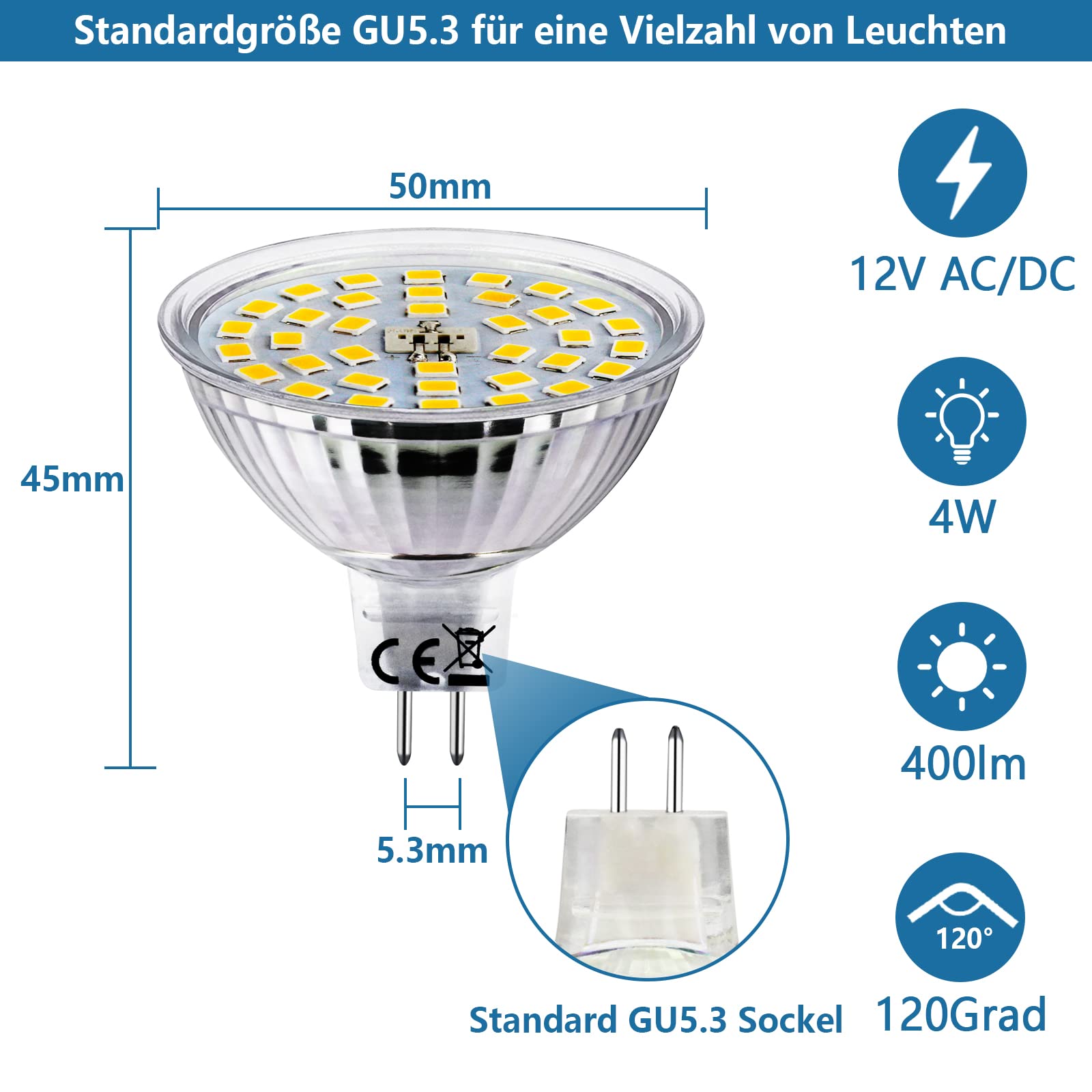 HiBay MR16 LED 4W 12V GU5.3 – Bild 2 #Neutralweiß 4000K