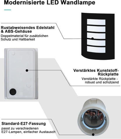 HiBay Außenwandleuchte E27 IP44 Eckig – Bild 5 #Schwarz Matt