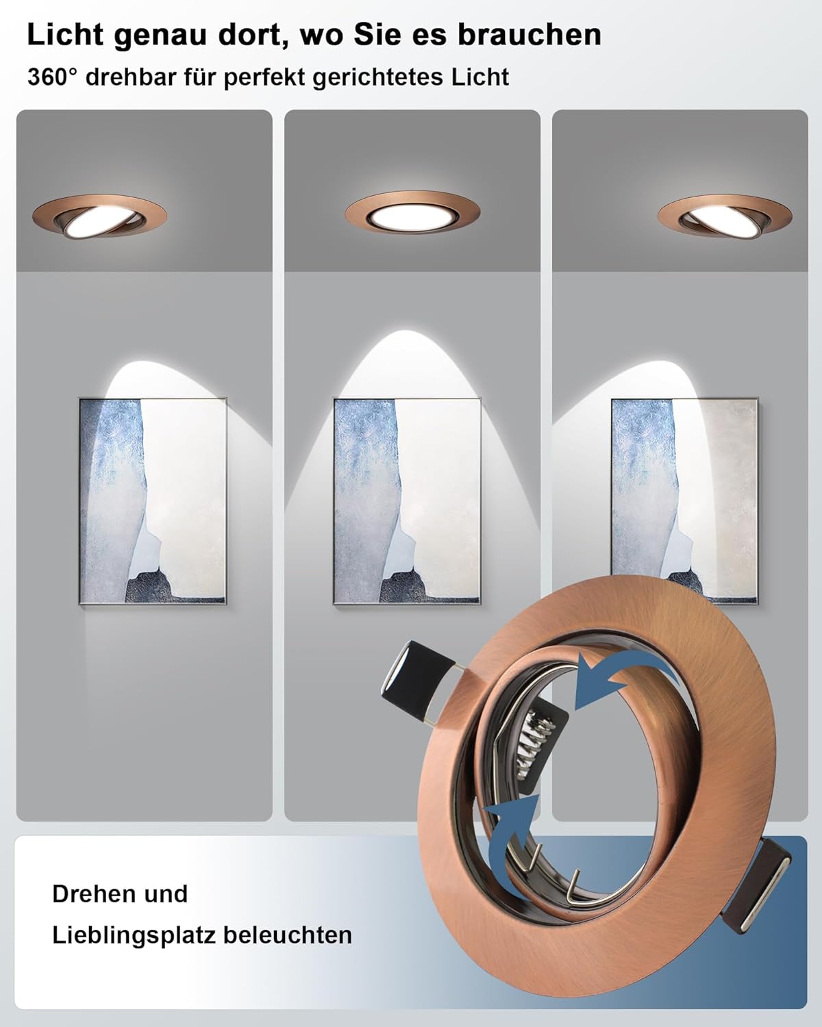 K4 GU10 LED Einbaurahmen Set – Bild 35 #Kupfer - Antikkupfer