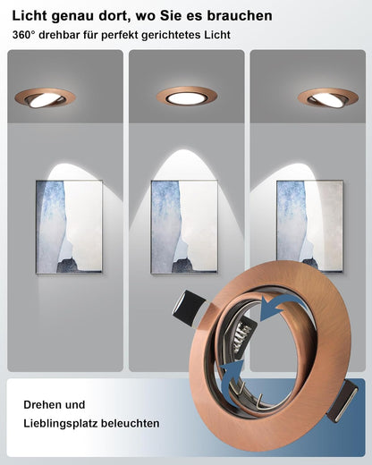 K4 GU10 LED Einbaurahmen Set – Bild 35 #Kupfer - Antikkupfer