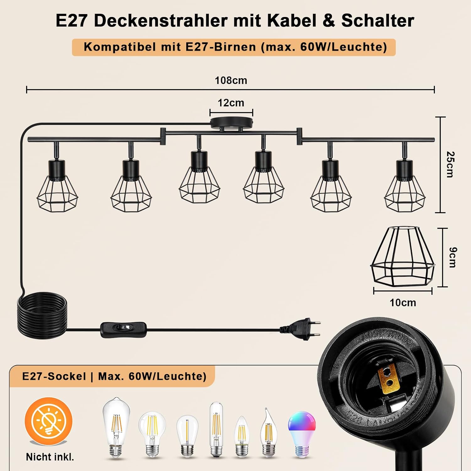 HiBay Stecker-Strahler 6 Flammig – Bild 3 #6 Flammig