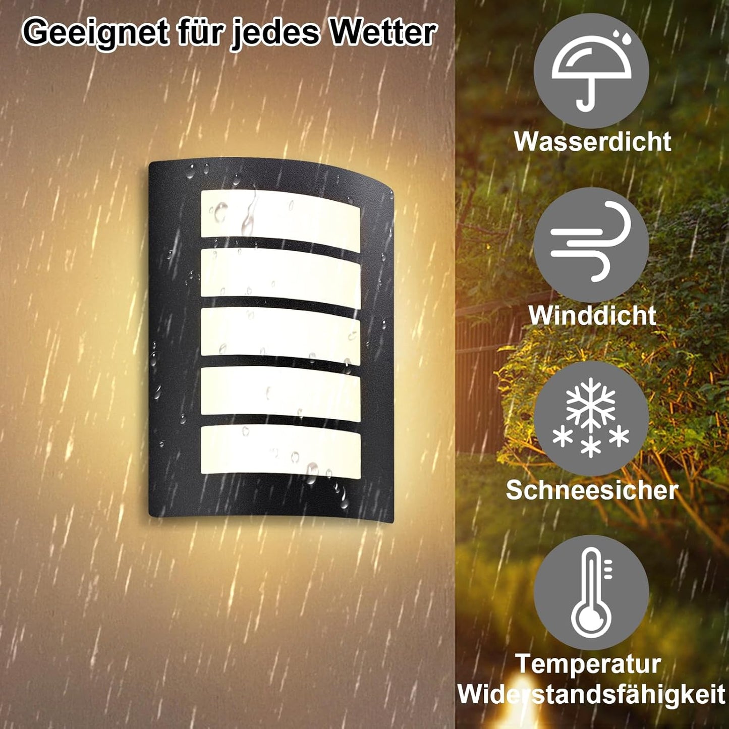 Kaihui Außenwandleuchte E27 IP – Bild 2 #Schwarz Matt