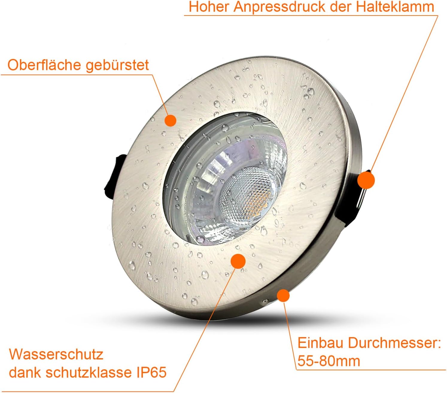 HiBay LED Einbaustrahler Set IP44 GU10 Bad 5W – Bild 2 #3000K Warmweiß