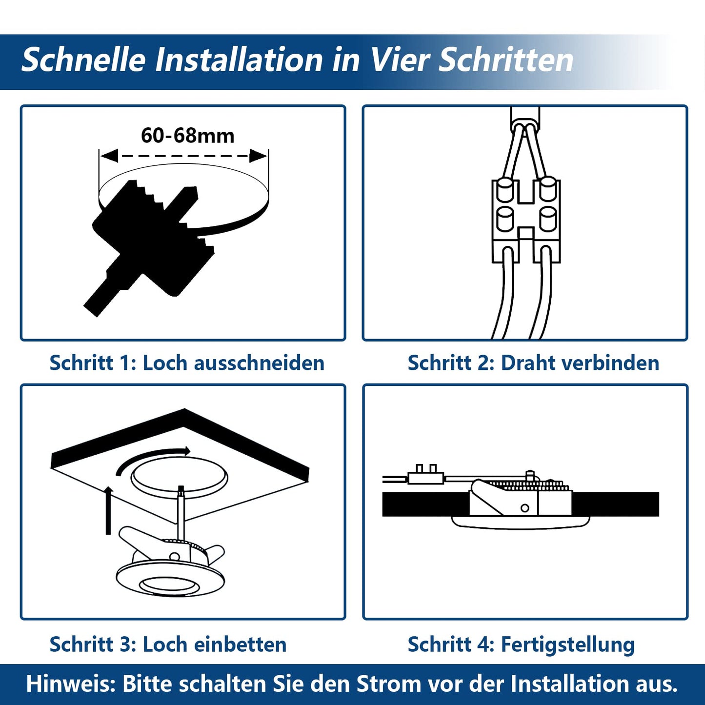 HiBay LED Einbaustrahler 7W IP44 Ultra Flach – Bild 5 #Nickel Gebürstet