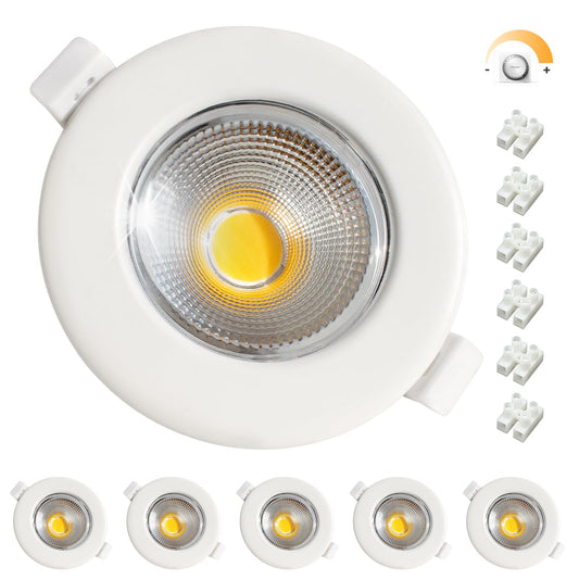 Wondlumi 6er LED Einbaustrahler 7W COB Weiß Matt – Bild 1 #Neutralweiß 4000K #Dimmbar