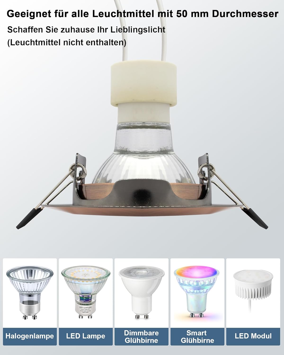 K4 GU10 LED Einbaurahmen Set – Bild 34 #Kupfer - Antikkupfer