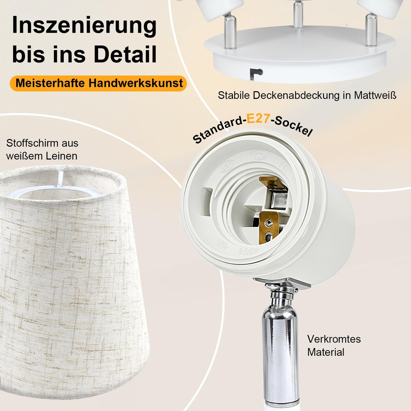 Unikcst Deckenstrahler Leinen 3 Flammig – Bild 2 #3 Flammig