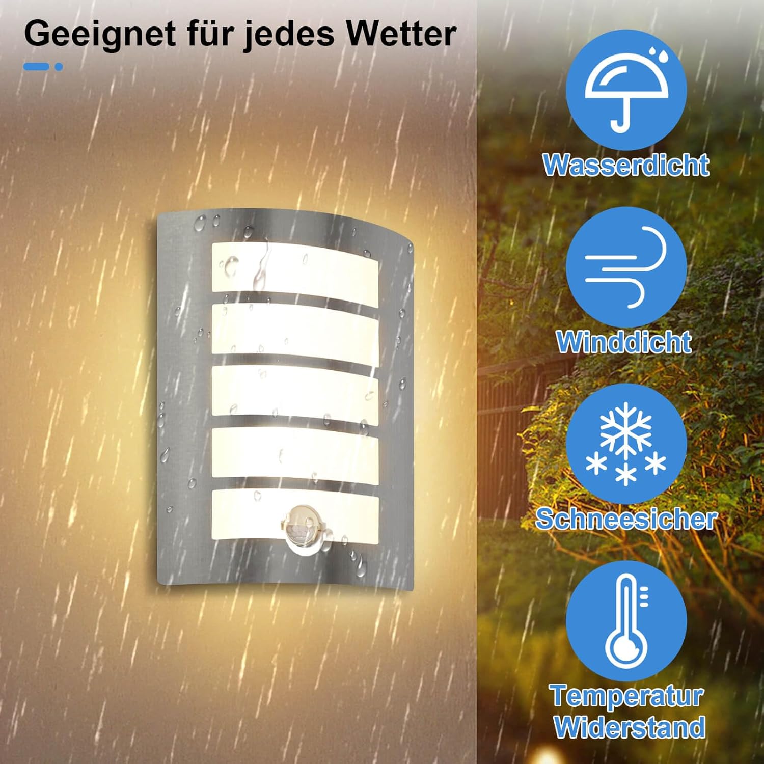 Kaihui Außenwandleuchte mit Be – Bild 3 #Edelstahl Gebürstet